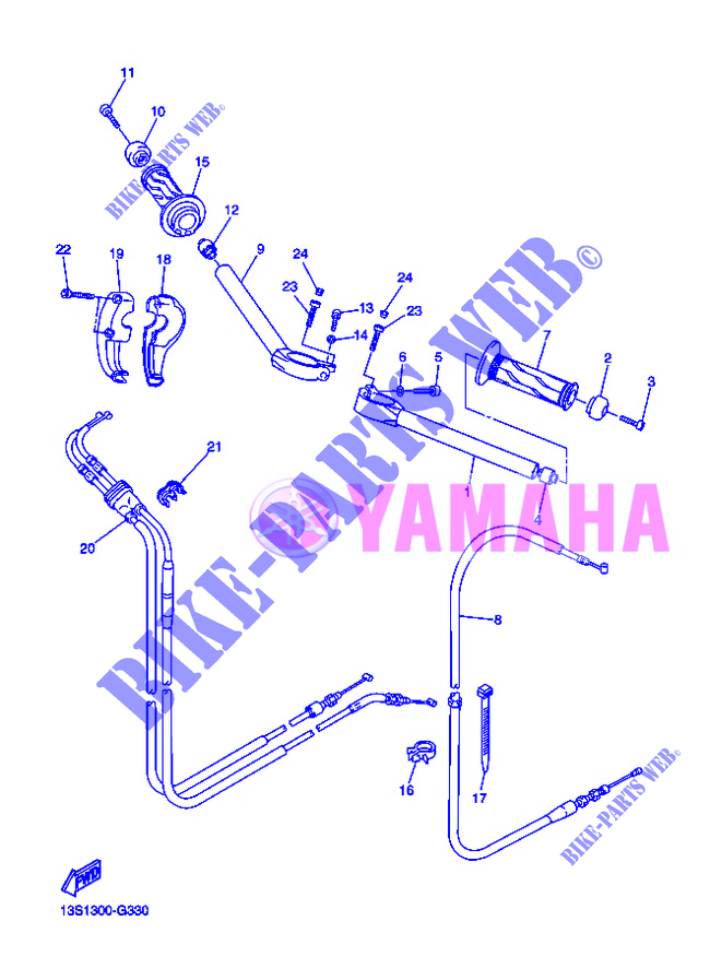 GUIDON ET CABLES pour Yamaha YZF-R6 de 2012