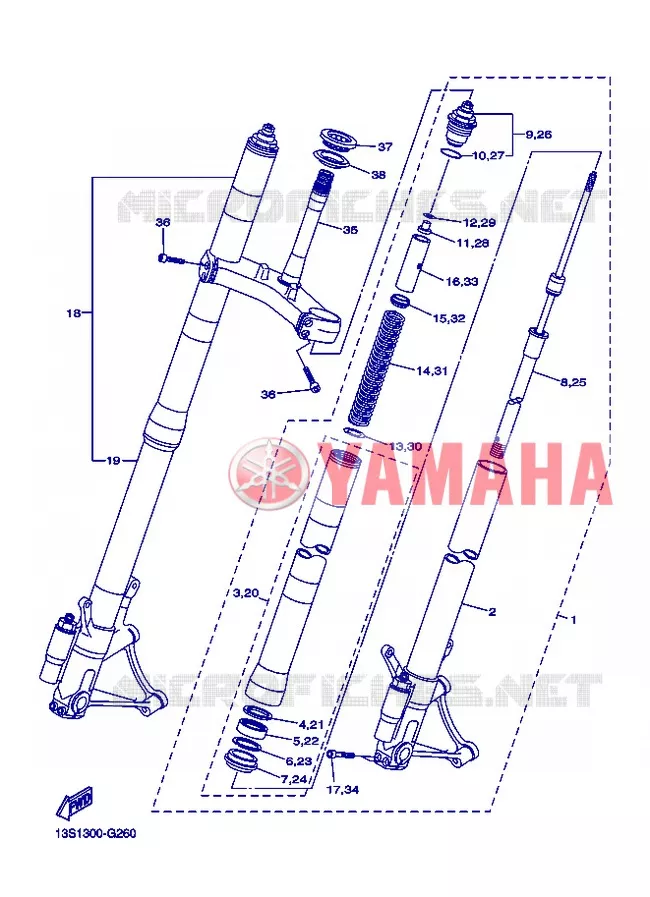 FOURCHE Yamaha MOTO 600 2012 R6  YZF-R6