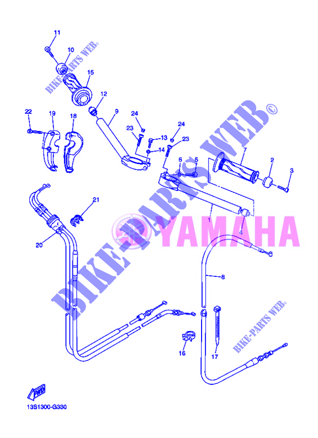 GUIDON ET CABLES pour Yamaha YZF-R6 de 2012