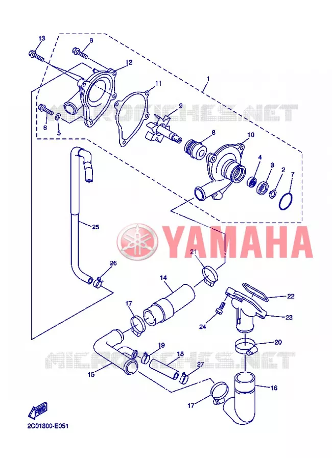 POMPE A EAU / DURITES Yamaha MOTO 600 2012 R6  YZF-R6