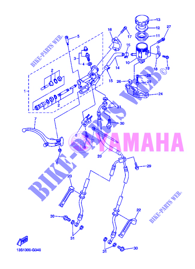 MAITRE CYLINDRE DE FREIN AVANT pour Yamaha YZF-R6 de 2012