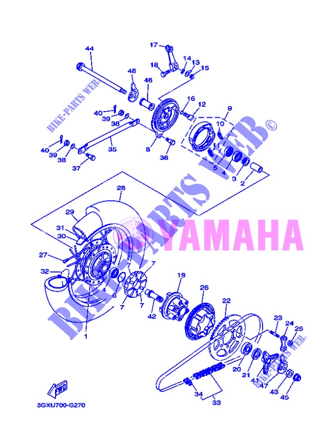 ROUE ARRIERE pour Yamaha AG 200 FE de 2013