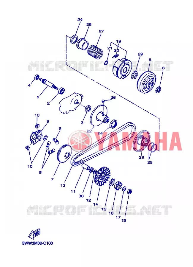 EMBRAYAGE DE DEMARREUR Yamaha SCOOTER 50 2013 BOOSTER  CW50
