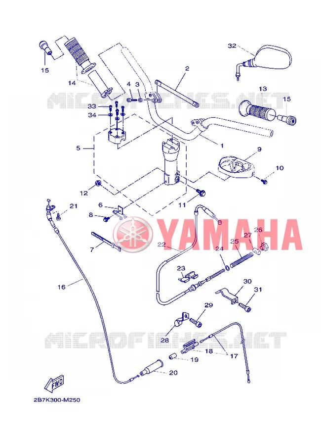 GUIDON ET CABLES Yamaha SCOOTER 50 2013 BOOSTER  CW50N