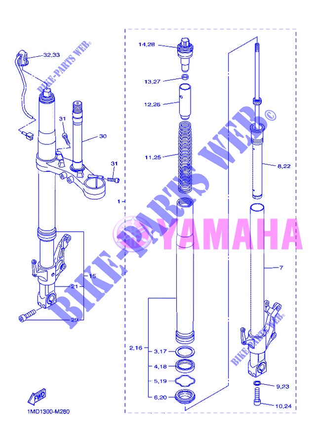 FOURCHE pour Yamaha FJR1300AS de 2013