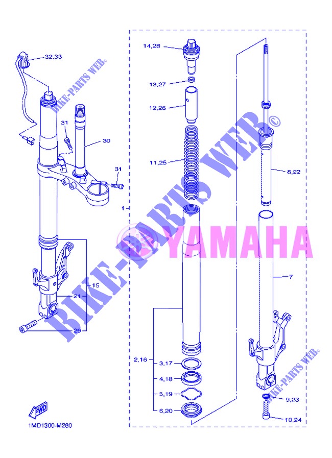 FOURCHE pour Yamaha FJR1300AS de 2013