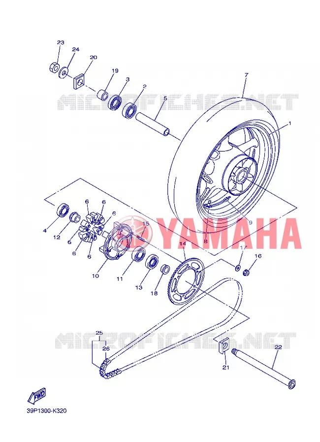 ROUE ARRIERE Yamaha MOTO 800 2013 FZ8  FZ8-N