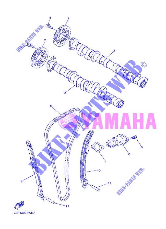 ARBRE A CAMES / CHAINE DE DISTRIBUTION pour Yamaha FZ8N de 2013