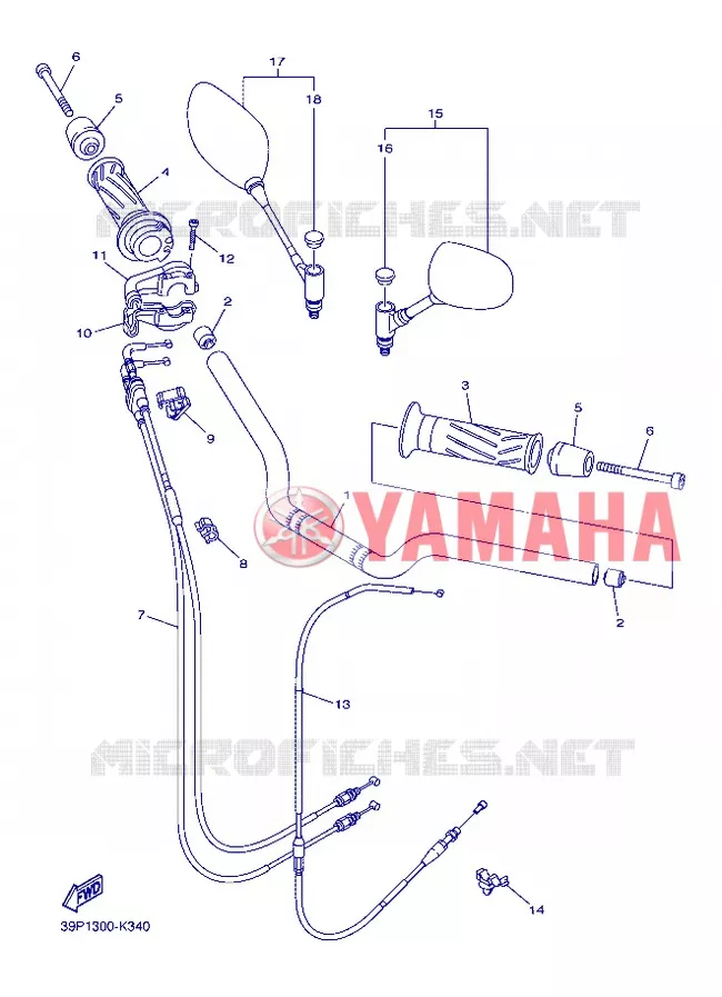 GUIDON ET CABLES Yamaha MOTO 800 2013 FZ8  FZ8-N