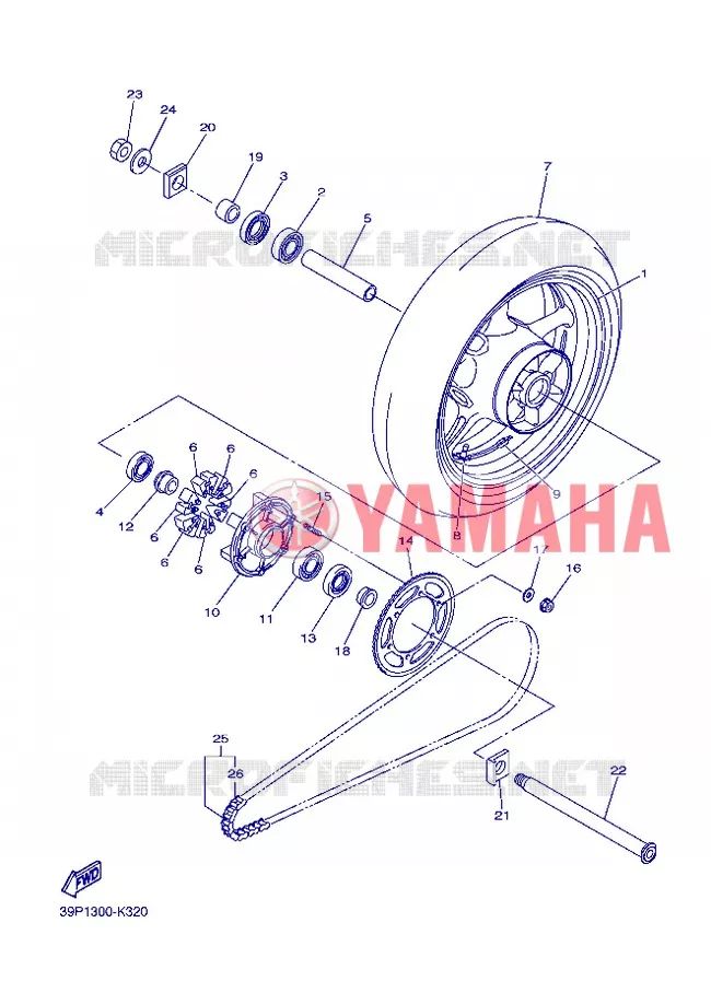 ROUE ARRIERE Yamaha MOTO 800 2013 FZ8  FZ8-N