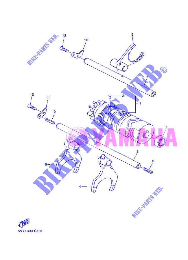 BARILLET DE SELECTION / FOURCHETTES pour Yamaha FZ8NA de 2013