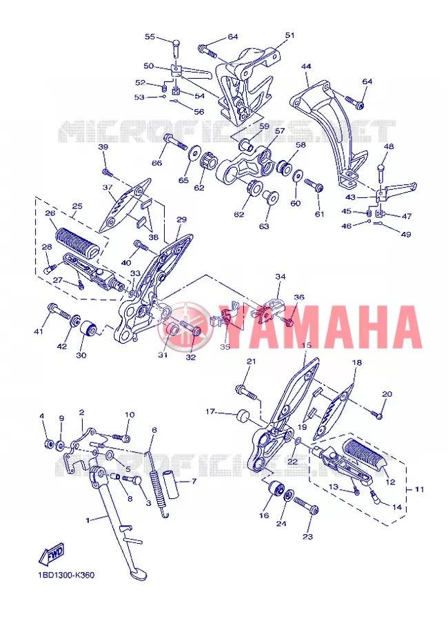 SUPPORT / REPOSE PIEDS Yamaha MOTO 800 2013 FZ8 ABS  FZ8-NA