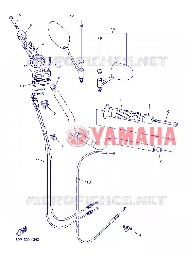 GUIDON ET CABLES Yamaha MOTO 800 2013 FZ8 ABS  FZ8-NA