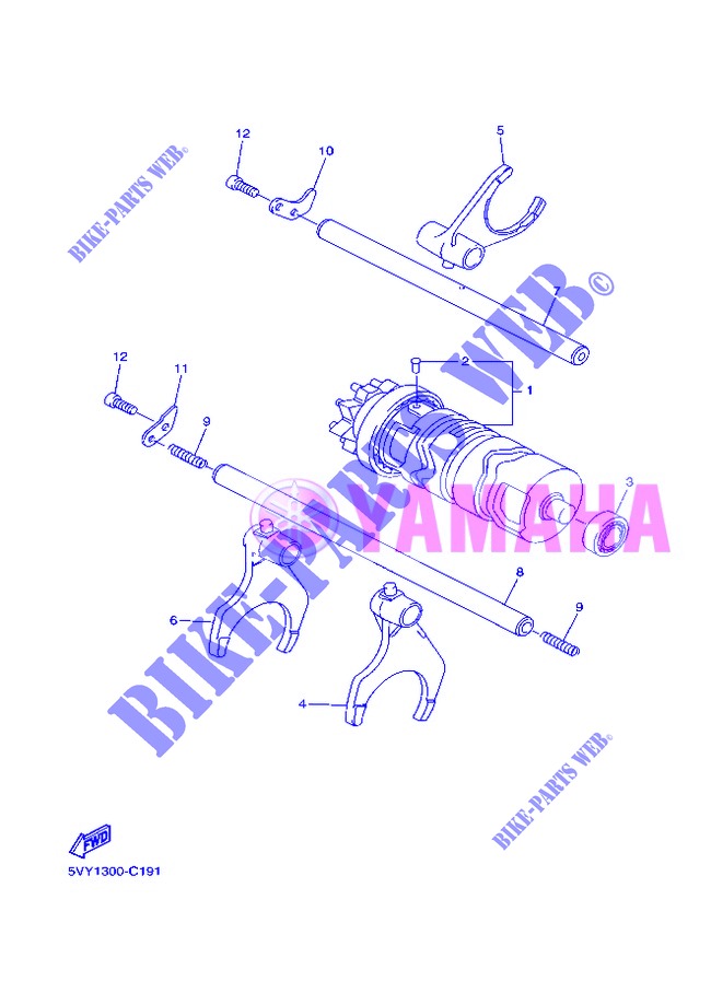 BARILLET DE SELECTION / FOURCHETTES pour Yamaha FZ8S de 2013