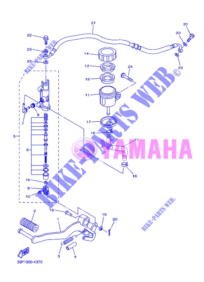 MAITRE CYLINDRE DE FREIN ARRIERE pour Yamaha FZ8S de 2013
