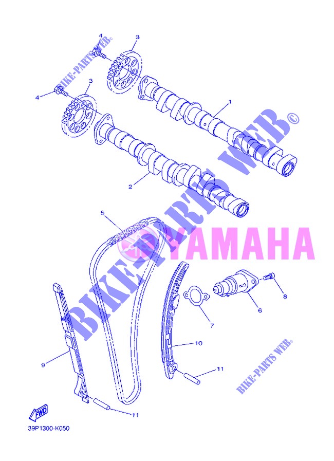 ARBRE A CAMES / CHAINE DE DISTRIBUTION pour Yamaha FZ8S de 2013
