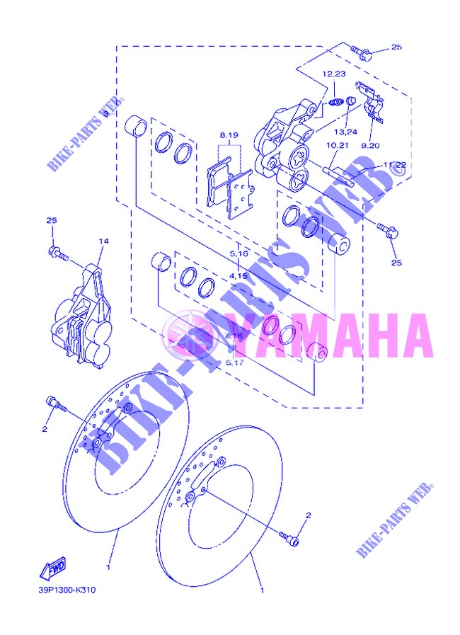 ETRIER DE FREIN AVANT pour Yamaha FZ8S de 2013