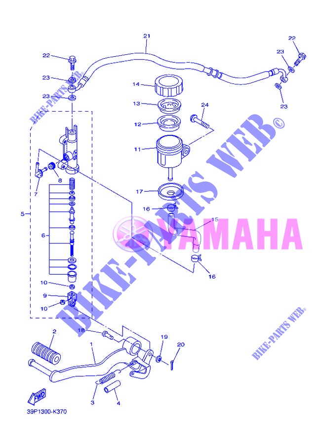 MAITRE CYLINDRE DE FREIN ARRIERE pour Yamaha FZ8S de 2013