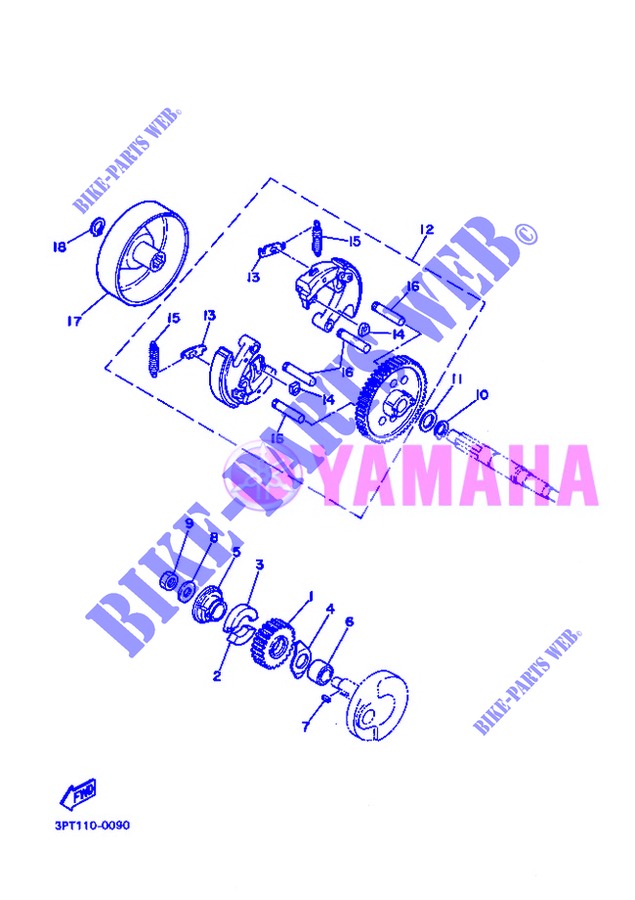 EMBRAYAGE DE DEMARREUR pour Yamaha PW50 de 2013