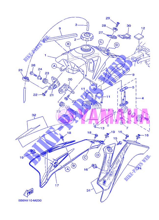RESERVOIR A ESSENCE pour Yamaha TT-R110E de 2013