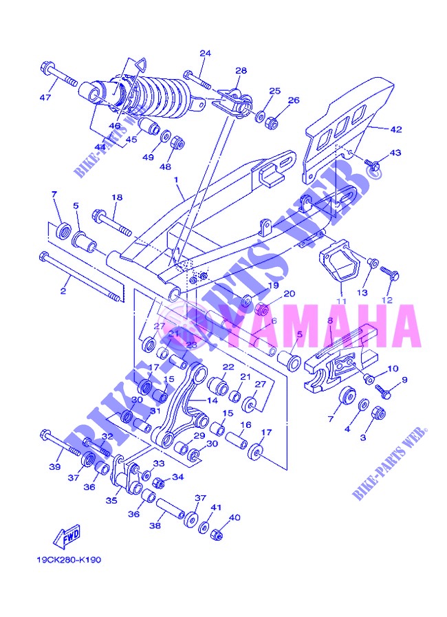 BRAS OSCILLANT / AMORTISSEUR pour Yamaha TT-R125LW de 2013