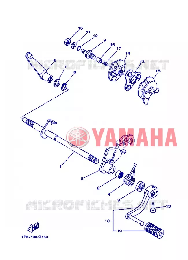 AXE DE SELECTEUR / PEDALE Yamaha MOTO 50 2013 TTR  TT-R50E