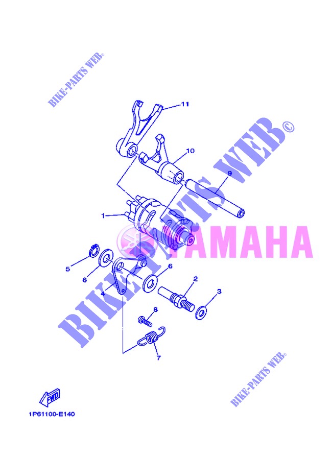 BARILLET DE SELECTION / FOURCHETTES pour Yamaha TTR 50 ELECTRIC START de 2013
