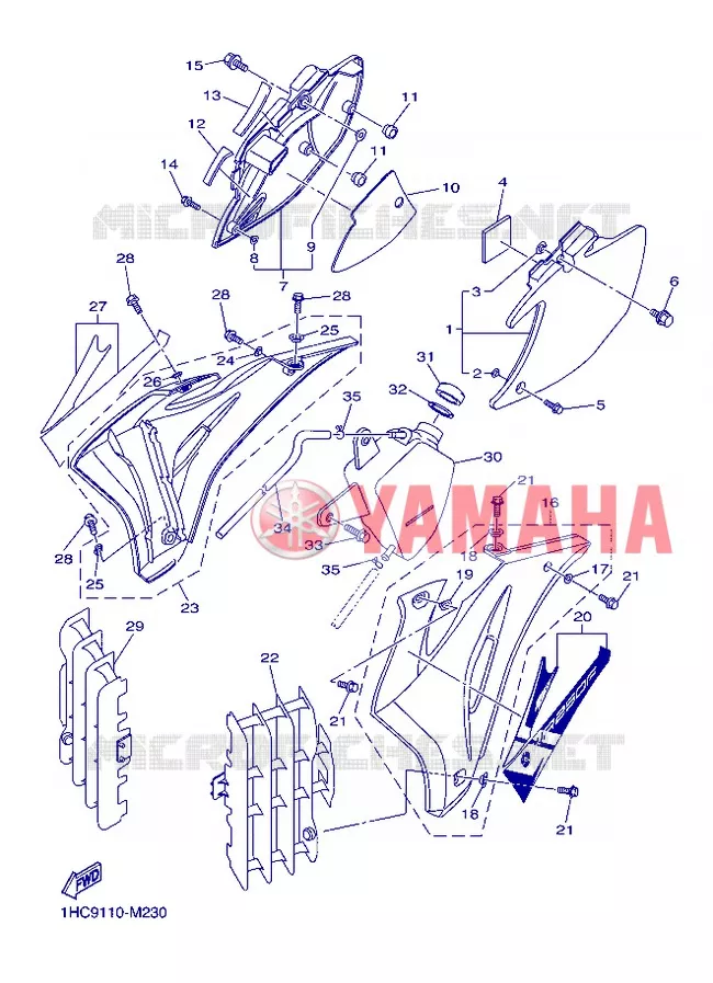 COUVERCLE LATERAL Yamaha MOTO 250 2013 WRF  WR250F