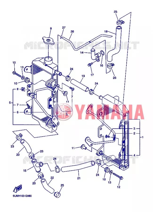 RADIATEUR / DURITES Yamaha MOTO 250 2013 WRF  WR250F