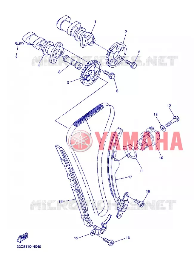 ARBRE A CAMES / CHAINE DE DISTRIBUTION Yamaha MOTO 250 2013 WR-R  WR250R