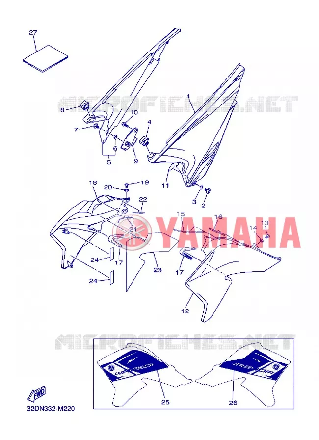 COUVERCLE LATERAL Yamaha MOTO 250 2013 WR-R  WR250R