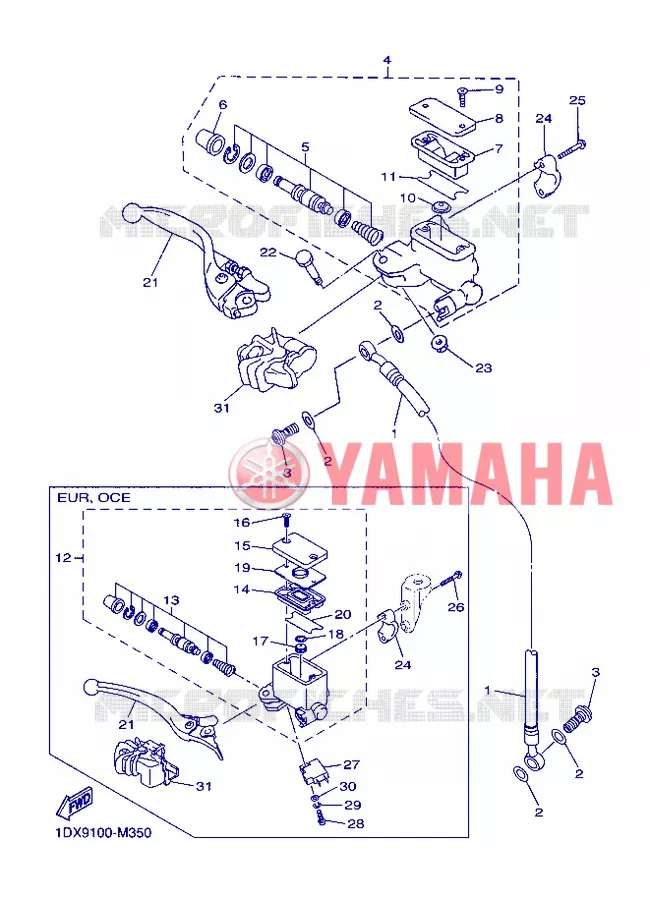 MAITRE CYLINDRE DE FREIN AVANT Yamaha MOTO 450 2013 WRF  WR450F