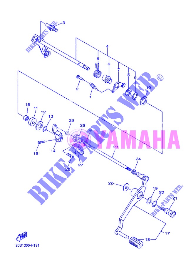 AXE DE SELECTEUR / PEDALE pour Yamaha DIVERSION 600 F de 2013