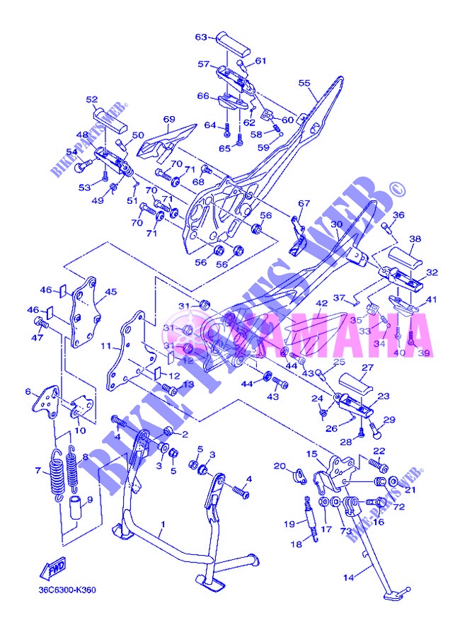 SUPPORT / REPOSE PIEDS pour Yamaha DIVERSION 600 F de 2013