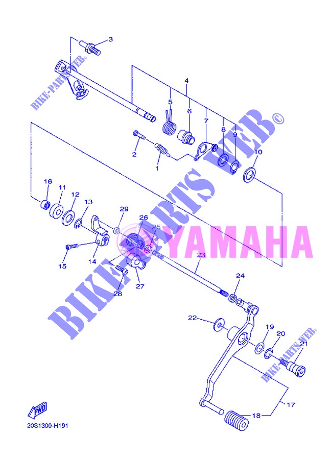 AXE DE SELECTEUR / PEDALE pour Yamaha DIVERSION 600 F de 2013