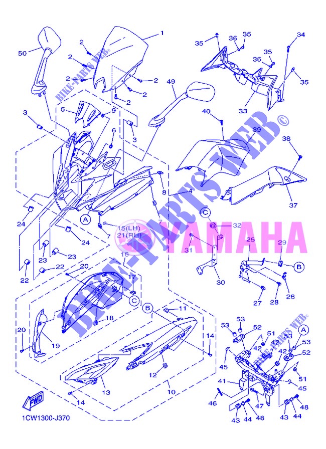 CARENAGES 1  pour Yamaha DIVERSION 600 F de 2013