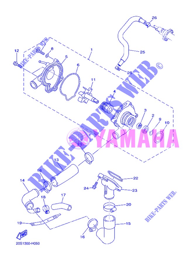 POMPE A EAU / DURITES pour Yamaha DIVERSION 600 F de 2013