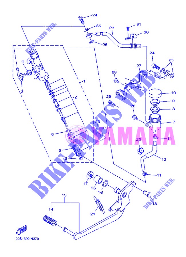 MAITRE CYLINDRE DE FREIN ARRIERE pour Yamaha DIVERSION 600 F de 2013