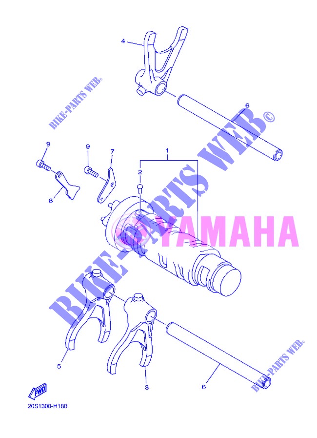 BARILLET DE SELECTION / FOURCHETTES pour Yamaha DIVERSION 600 F ABS de 2013