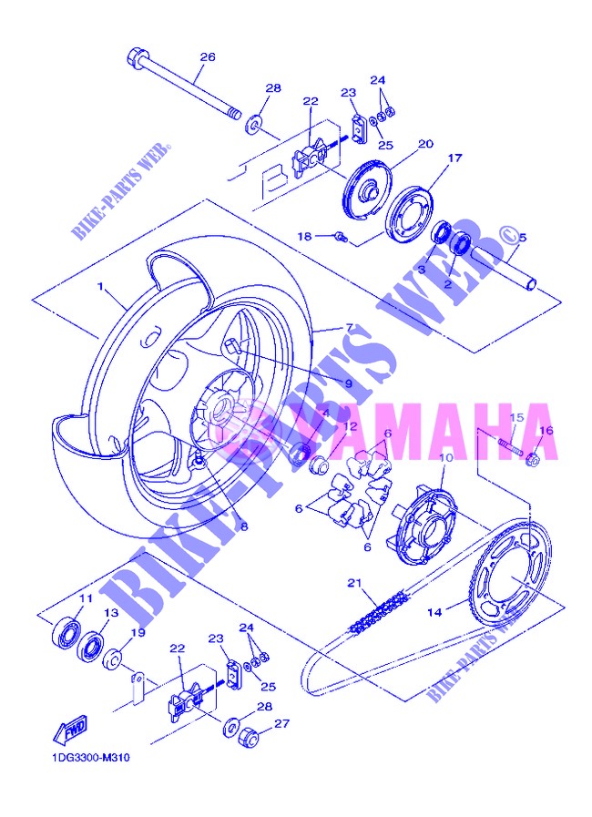 ROUE ARRIERE pour Yamaha DIVERSION 600 F ABS de 2013