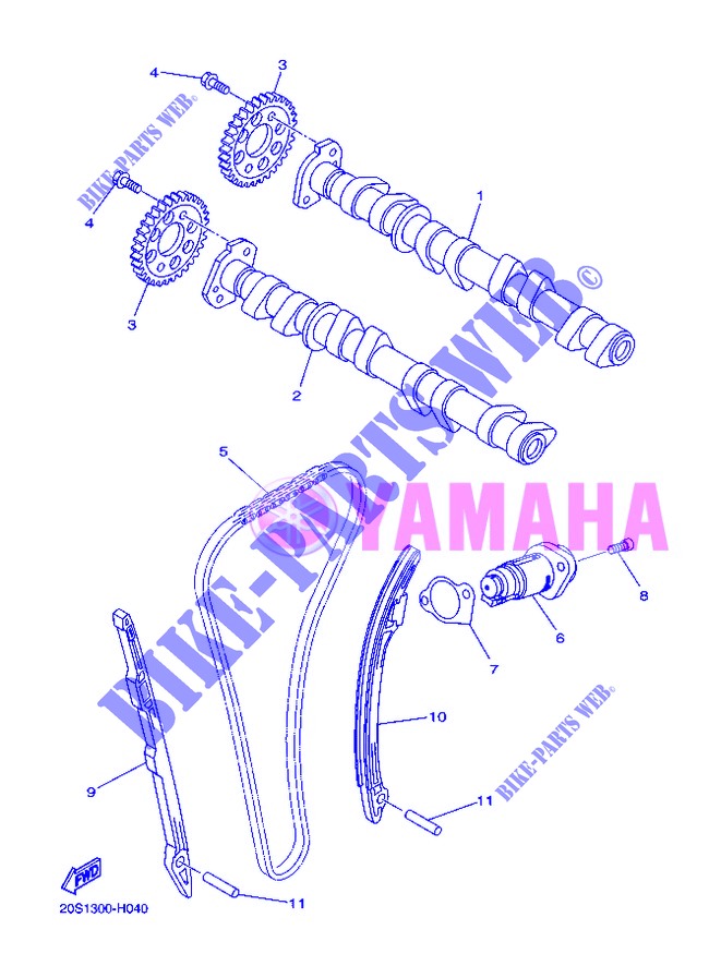 ARBRE A CAMES / CHAINE DE DISTRIBUTION pour Yamaha DIVERSION 600 F ABS de 2013