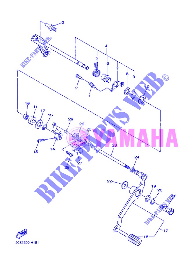 AXE DE SELECTEUR / PEDALE pour Yamaha DIVERSION 600 F ABS de 2013