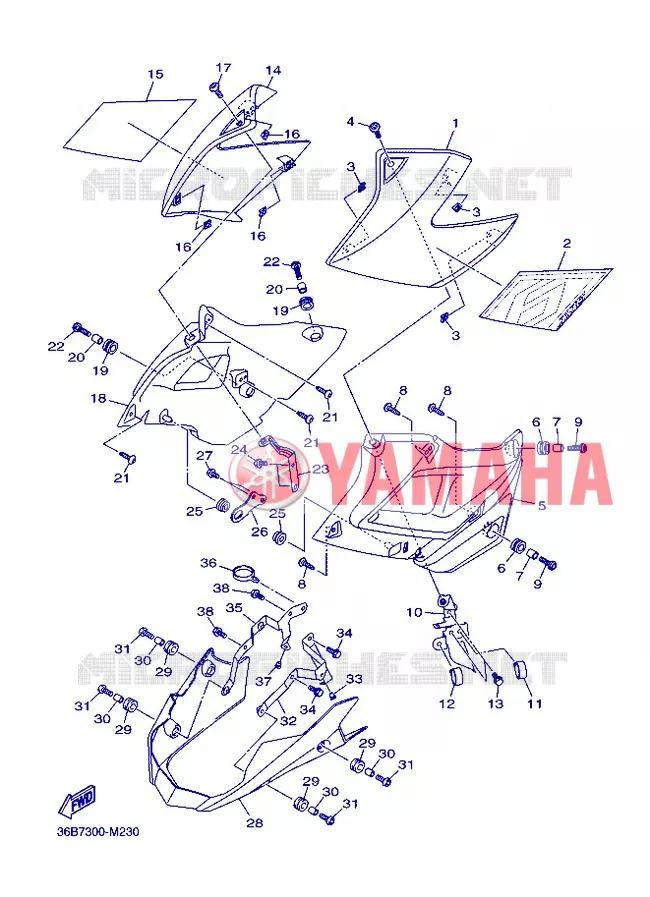 COUVERCLE LATERAL 2 Yamaha MOTO 600 2013 XJ6 ABS  XJ6NA