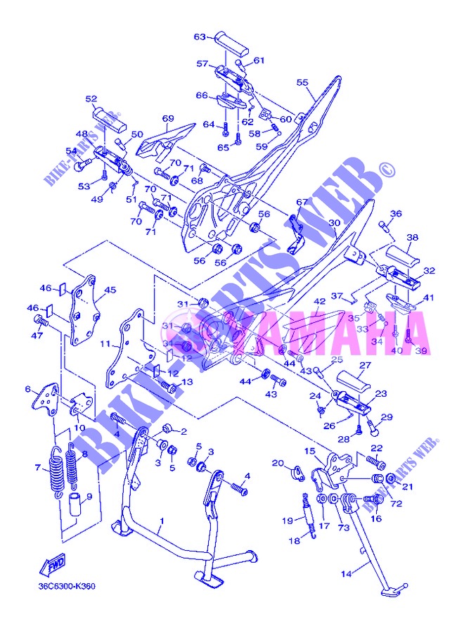 SUPPORT / REPOSE PIEDS pour Yamaha DIVERSION 600 de 2013