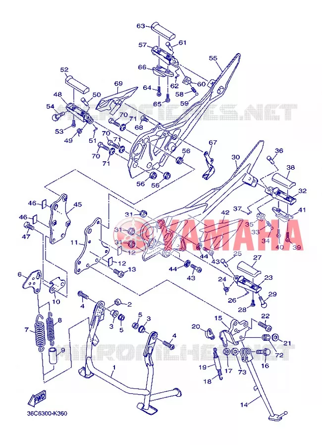 SUPPORT / REPOSE PIEDS Yamaha MOTO 600 2013 XJ6  XJ6SA