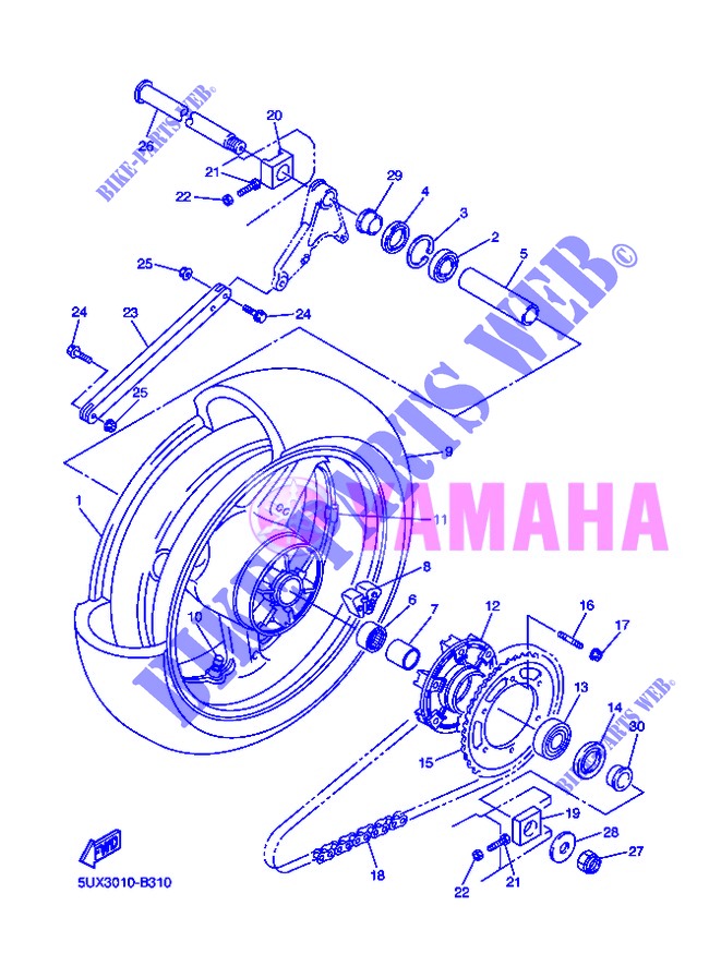 ROUE ARRIERE pour Yamaha XJR1300 de 2013