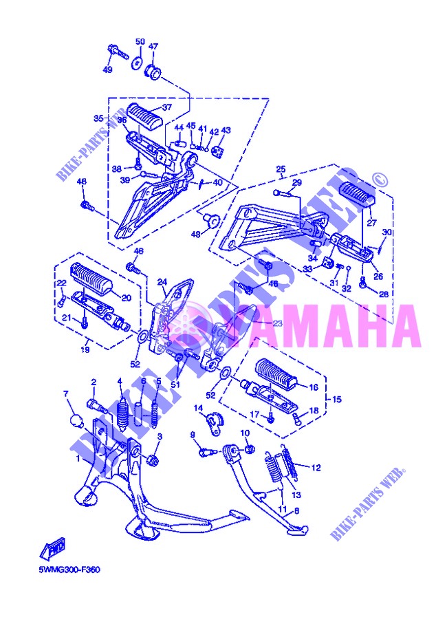 SUPPORT / REPOSE PIEDS pour Yamaha XJR1300 de 2013