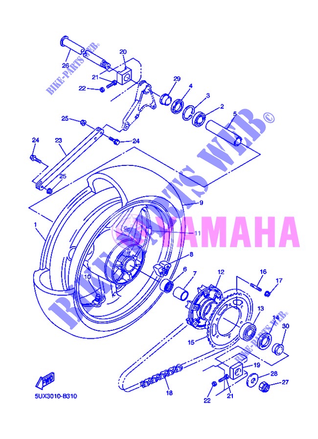 ROUE ARRIERE pour Yamaha XJR1300 de 2013