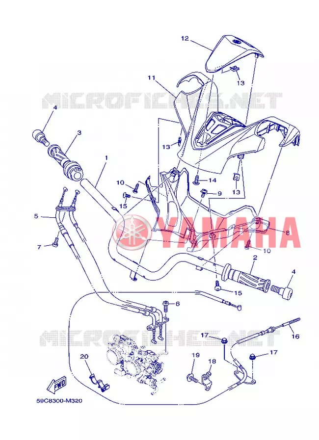 GUIDON ET CABLES Yamaha SCOOTER 530 2013 TMAX  XP500