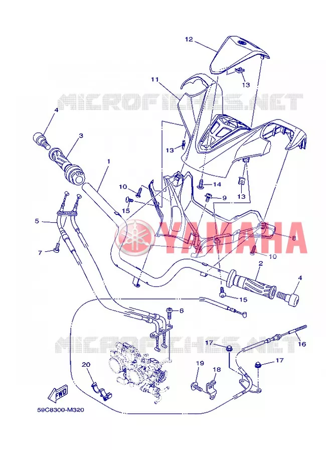 GUIDON ET CABLES Yamaha SCOOTER 530 2013 TMAX ABS  XP500A